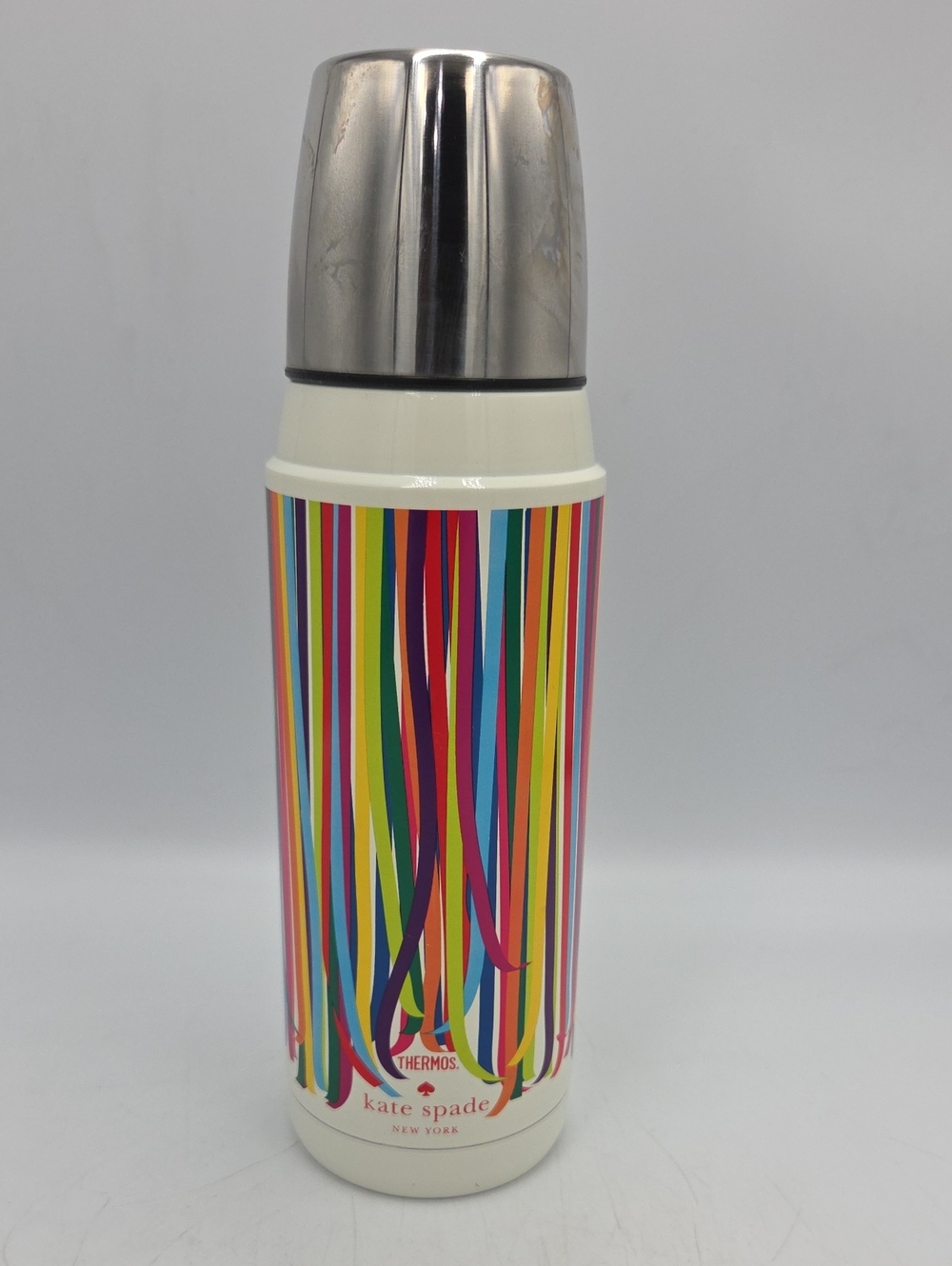 kate spade + Thermos Stainless Steel Insulated Multicolor Stripe Travel Mug